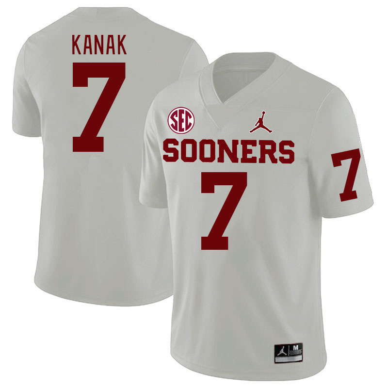 Men #7 Jaren Kanak Oklahoma Sooners 2024 SEC Conference College Football Jerseys-White